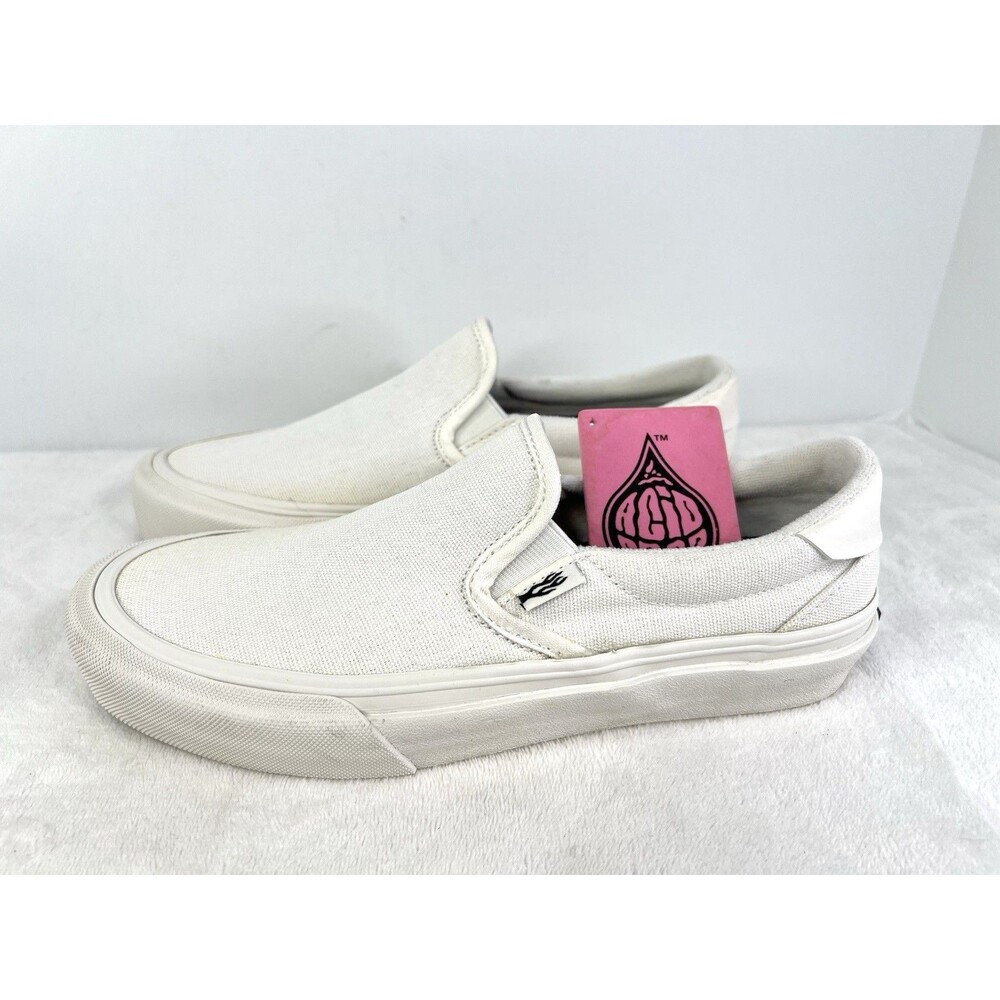 STRAYE Slip On Canvas Shoes White Skate Sneakers Mens 7.5 / Womens 9 Acid Drop